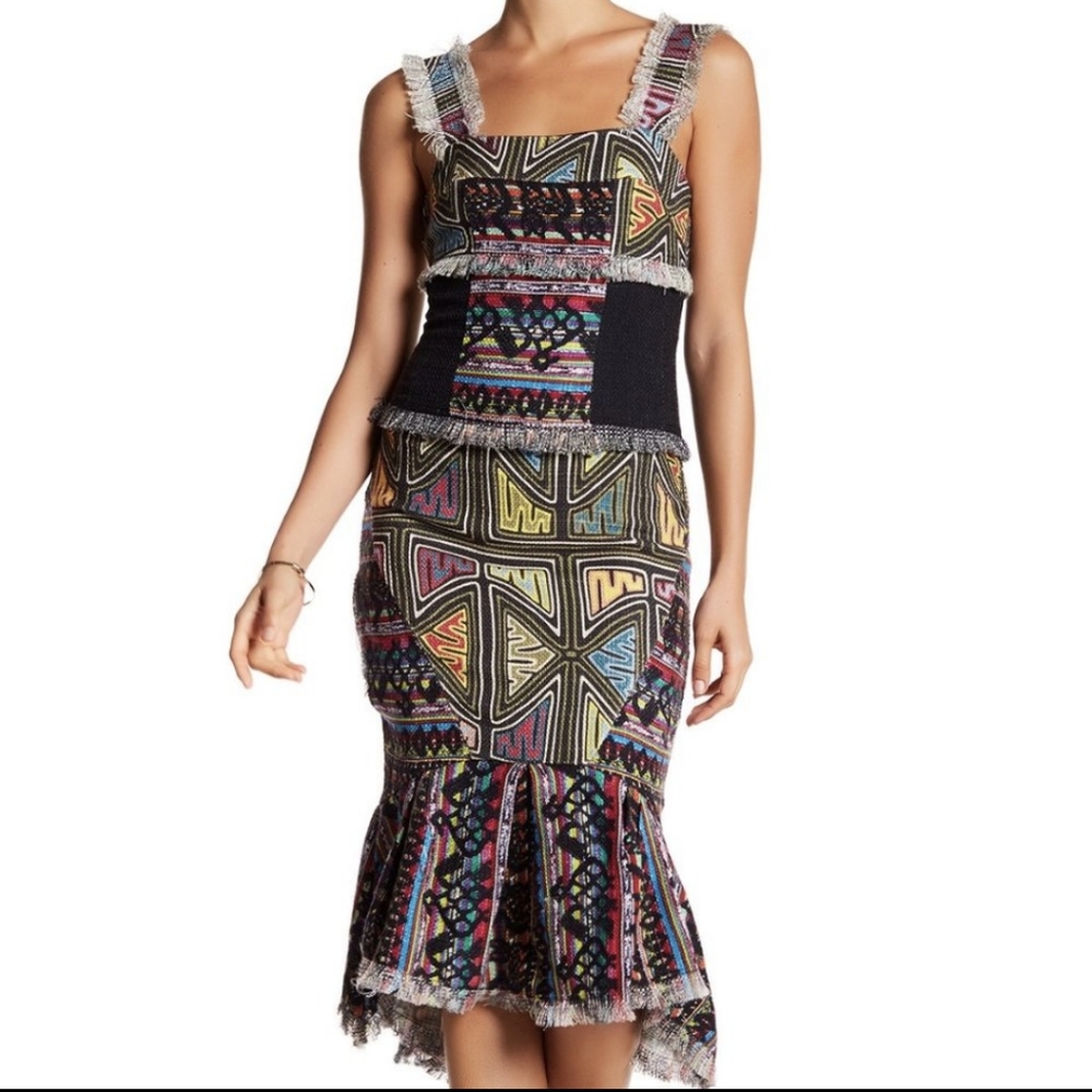 NWT Nicole Miller Runway Wool Blend Peplum Dress